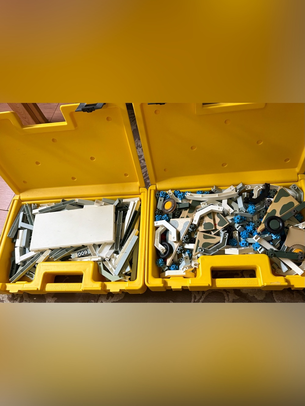 1989 Fisher-Price Assorted Parts and Yellow Storage Case Set